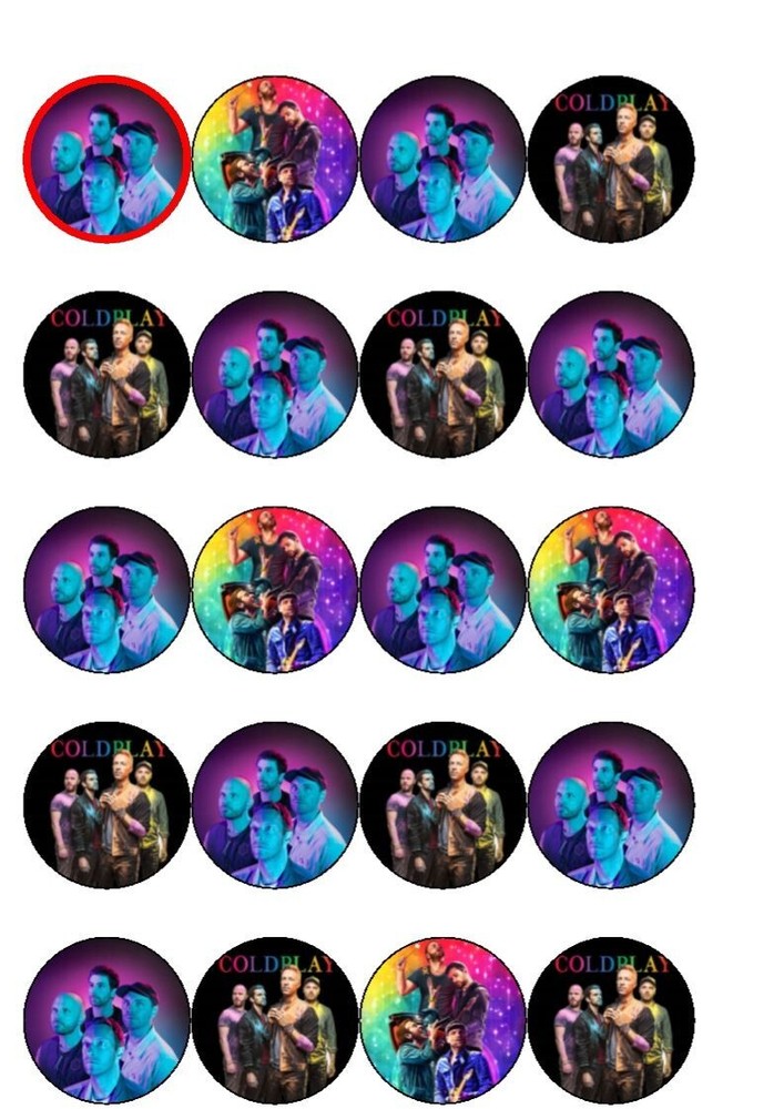 24 Cold play  rice paper cake toppers