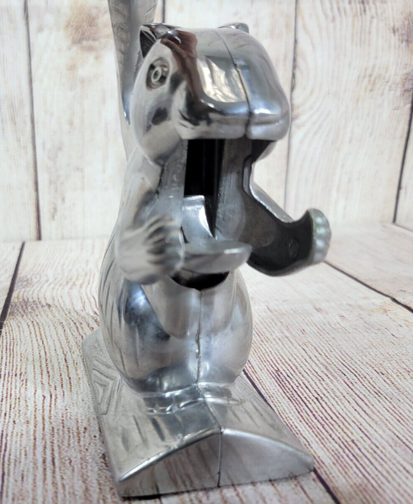 Vintage Cast Polished Aluminum Squirrel Nutcracker