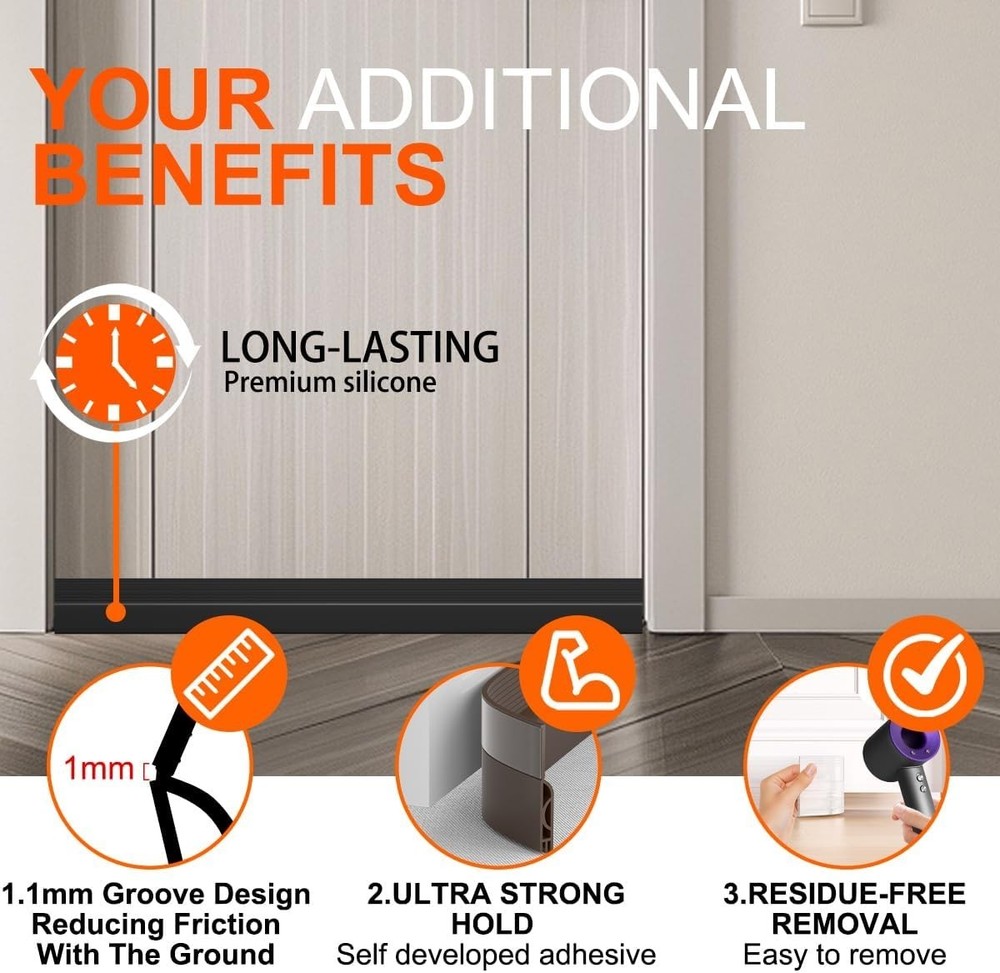 Easy Install 39” Door Draft Stopper - Seal Against Cold & Pests Efficiently