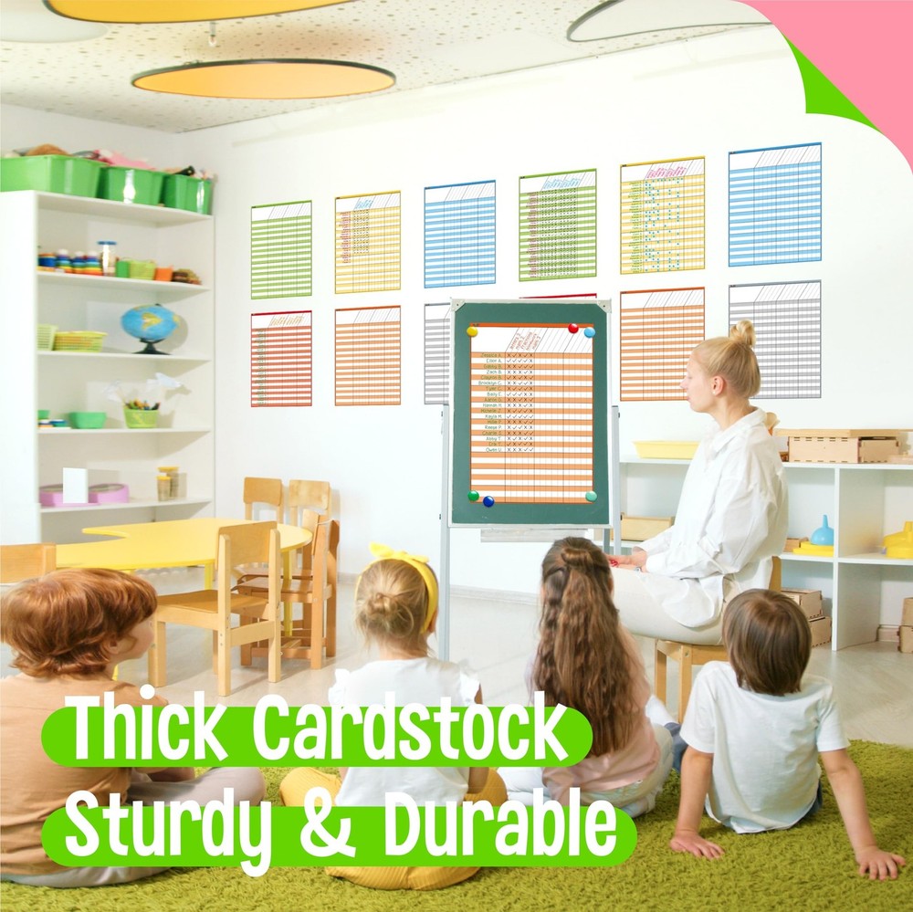 6 Pack Dry Erase Incentive Chart, 6 Multi-Color Tracking Chart for Chore/Resp...