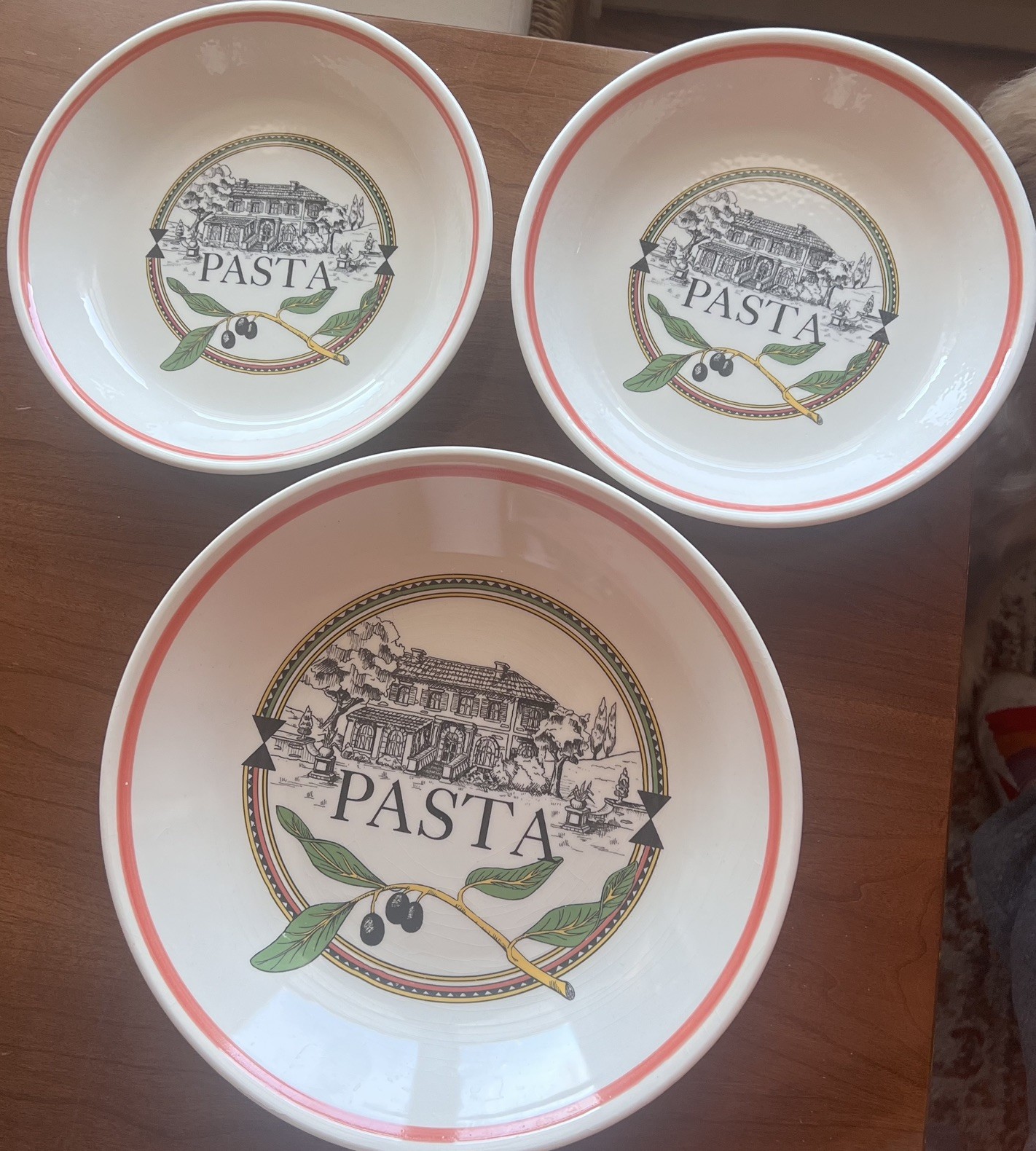 Himark Pasta Bowls Serving and Serving Set Olive Pattern VTG Made In Italy