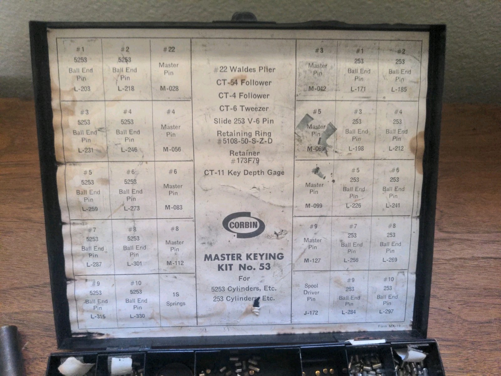 Vintage Corbin K-1 Master Keying Kit 53 For 5253 253 Cylinders Ect Rekeying