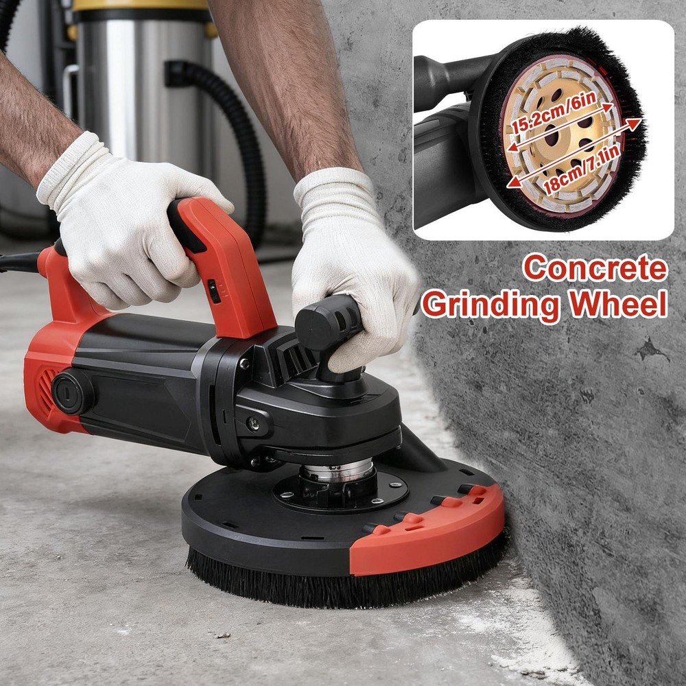 Concrete Floor Grinder 6" Wall Rough Grinder Roughing Machine 1800W