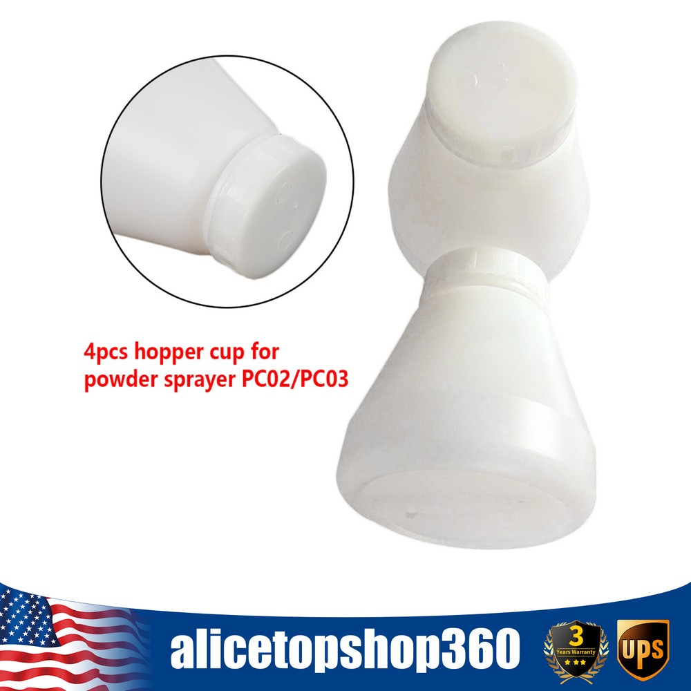 4x Bottles Hopper Cup For Electrostatic Powder Coat System PC02/PC03 Spray Paint