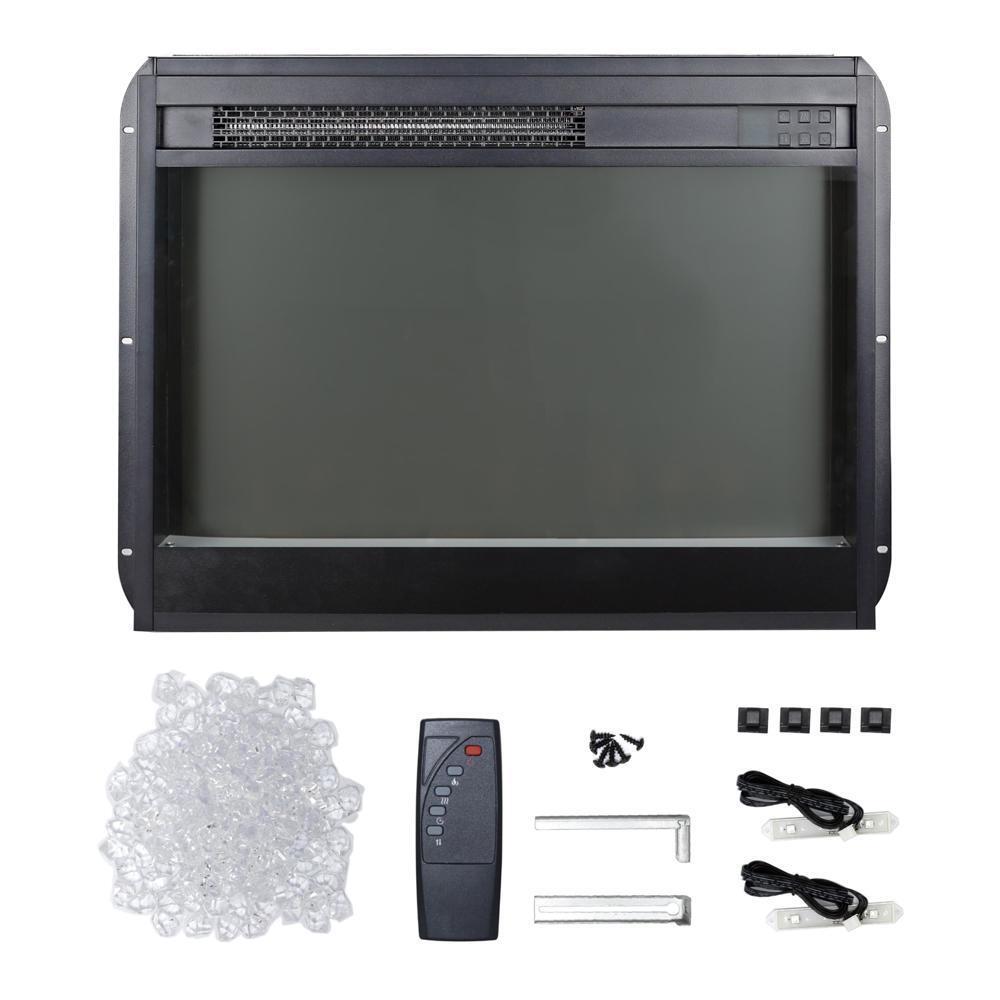 23''Electric Fireplace Insert with Crystal&Realistic Flame Remote Control w/Time