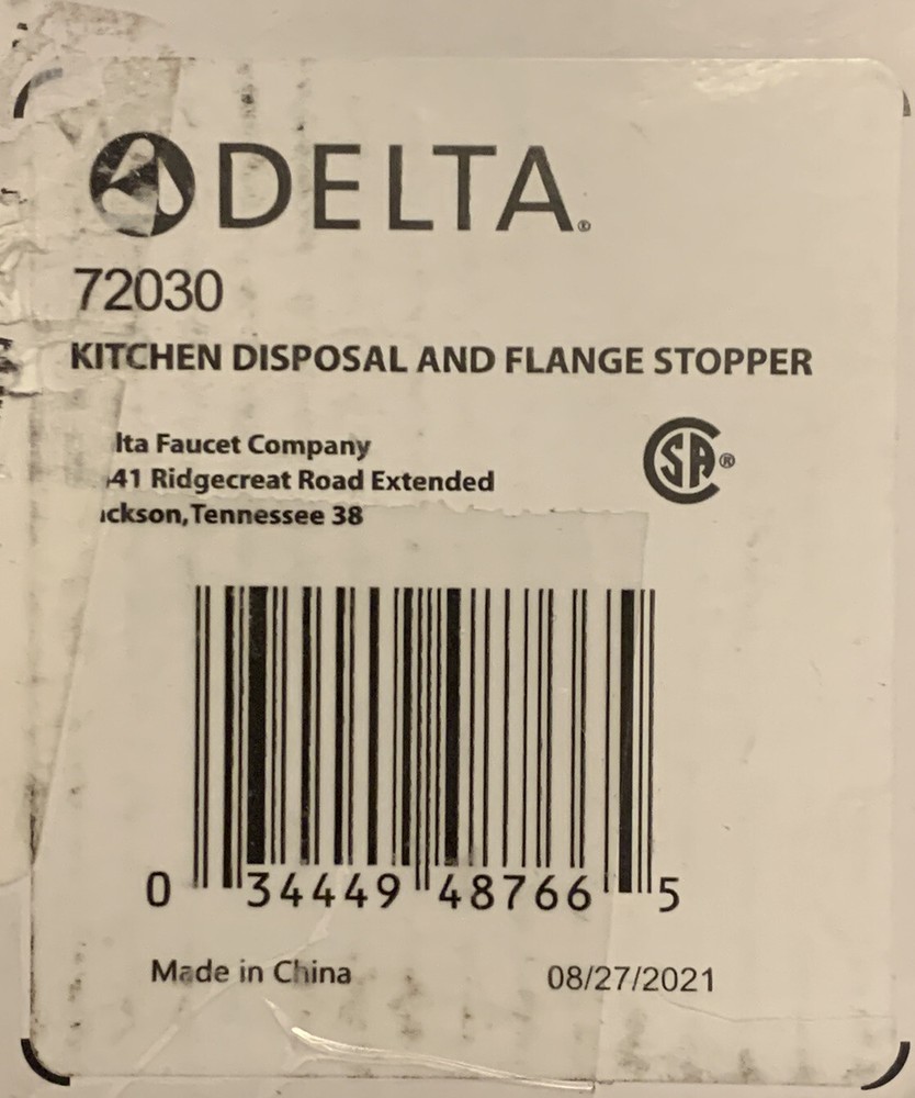 Delta 72030 Kitchen Disposal Flange Stopper, Chrome