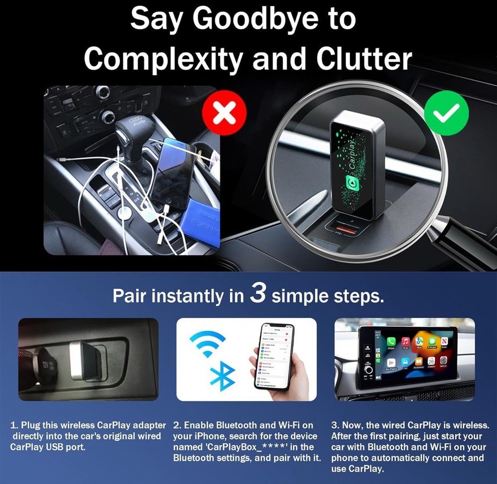 Wireless CarPlay Adapter Plug and Play Conversion Box New Sealed