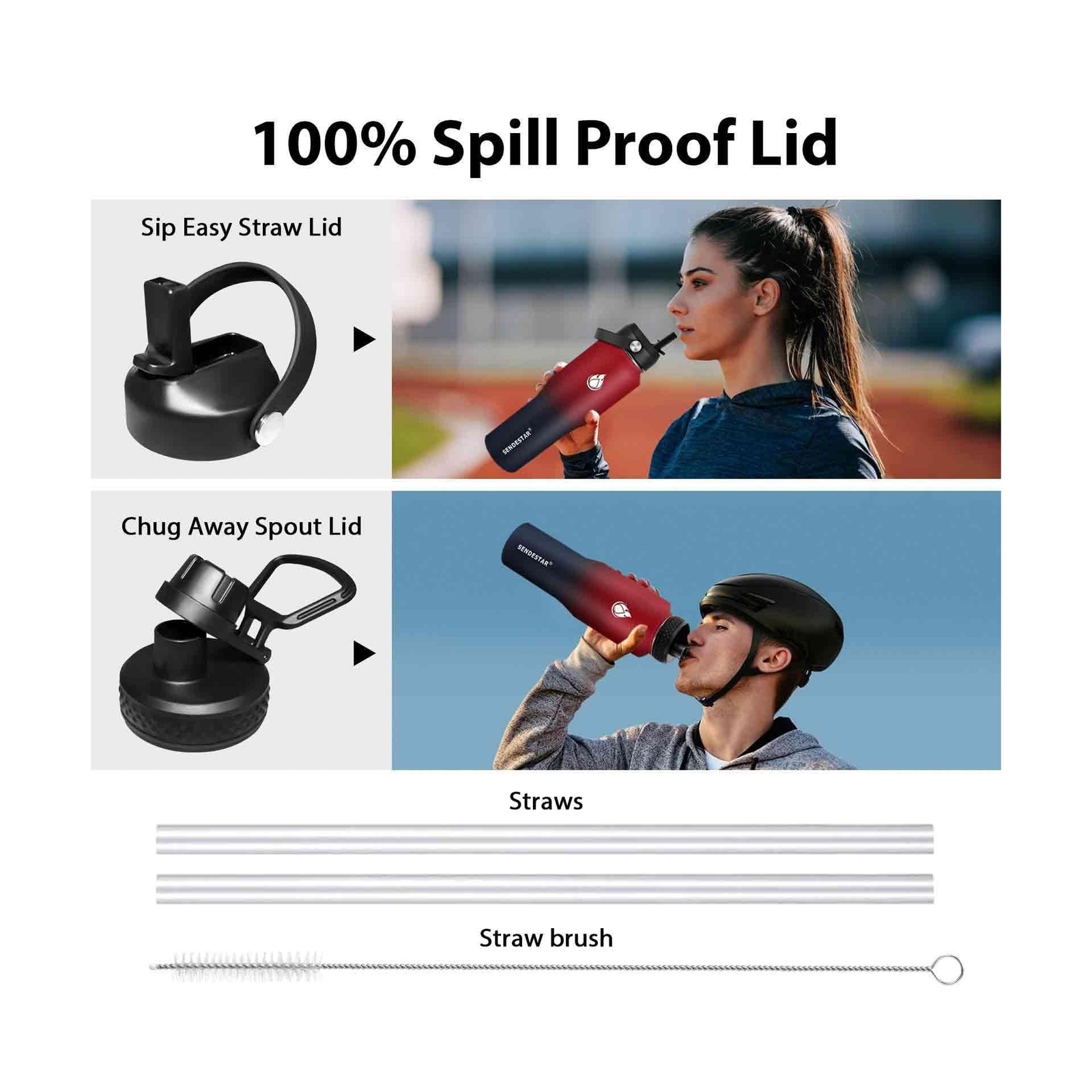 SENDESTAR 32oz Water Bottle Wide Mouth Stainless Steel Vacuum Insul... Fast Ship