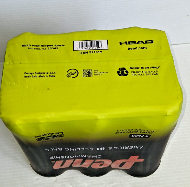 Penn Championship Extra-Duty For Hard Court Tennis Ball Pack 6 Cans 18 Balls New