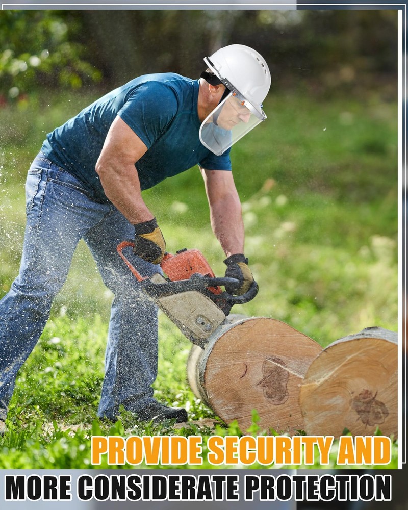 2 Sets Safety Grinding Face Shield with Hard Hat Include PC White Cap Style H...