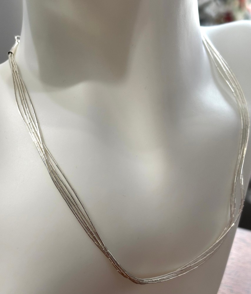 5 Strand Liquid Silver Necklace