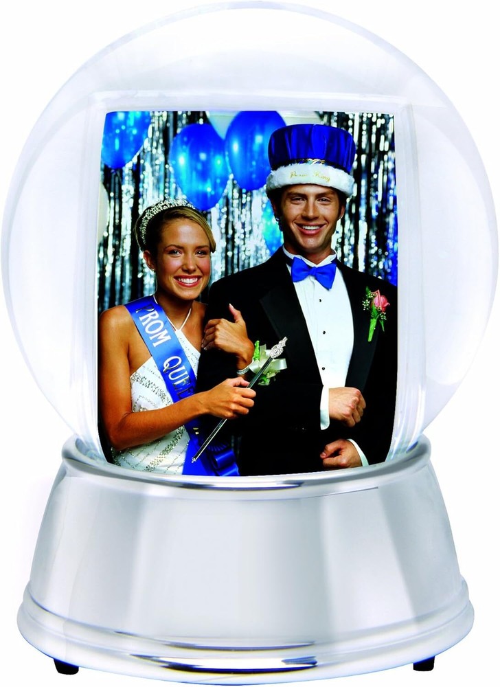 Large LED Light Up Photo Snow Globe - Silver Base