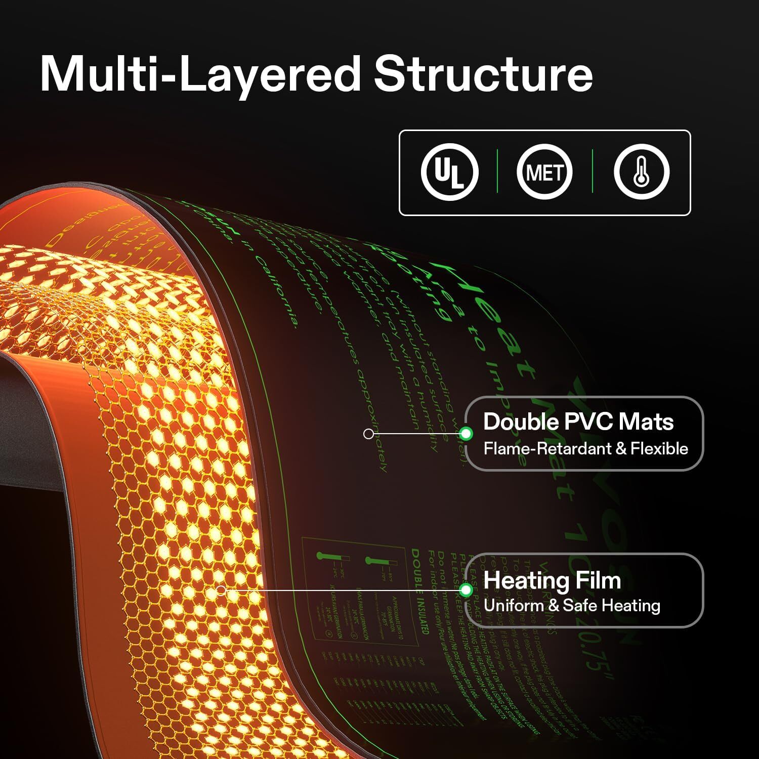 VIVOSUN 6 Pack 10"x20.75" Seedling Heat Mat Hydroponic Heating IP67 Waterproof