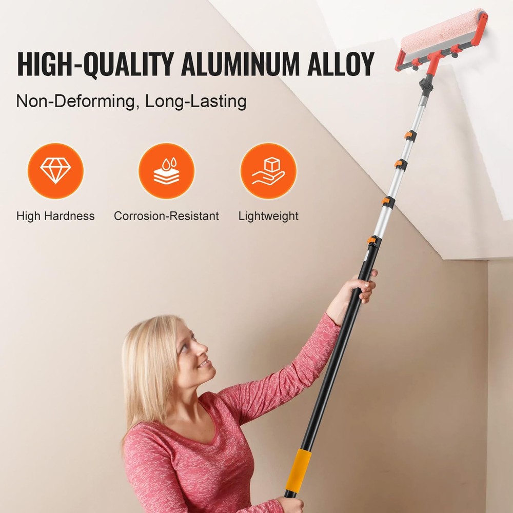 VEVOR Telescopic Extension Pole, 7-30 FT Multi-Purpose FT, Orange+Black