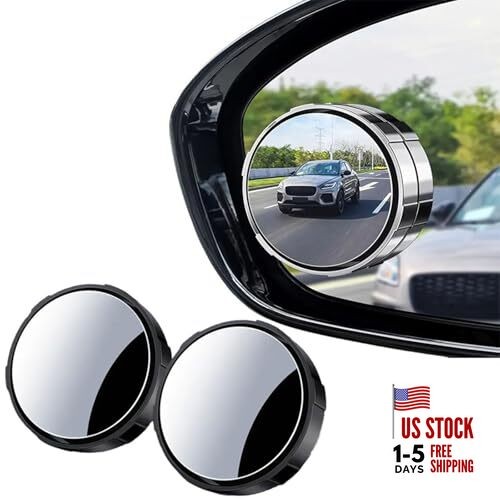 2-Pack Blind Spot Mirror, Round Convex Car Side Mirror, 360-Degree Black