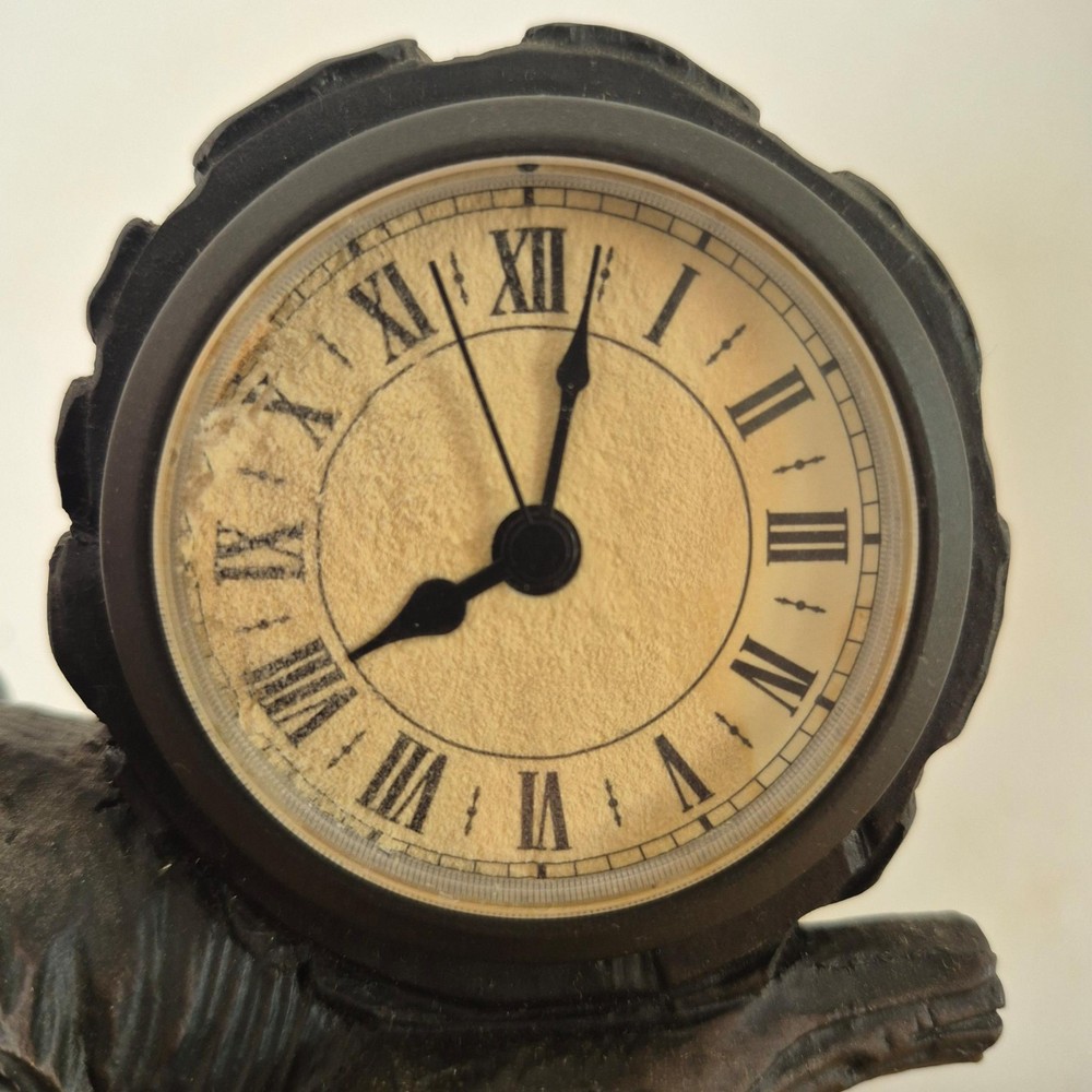 Rustic Oxblood Bear Clock with Backpack Lodge Decor