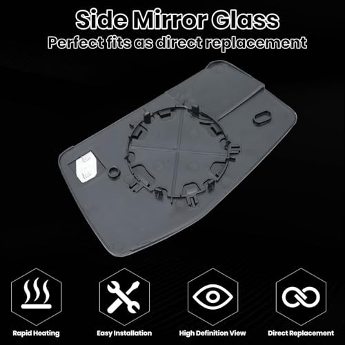Left Driver Side Heated Mirror Glass Compatible with Chevy Silverado 1500 GMC