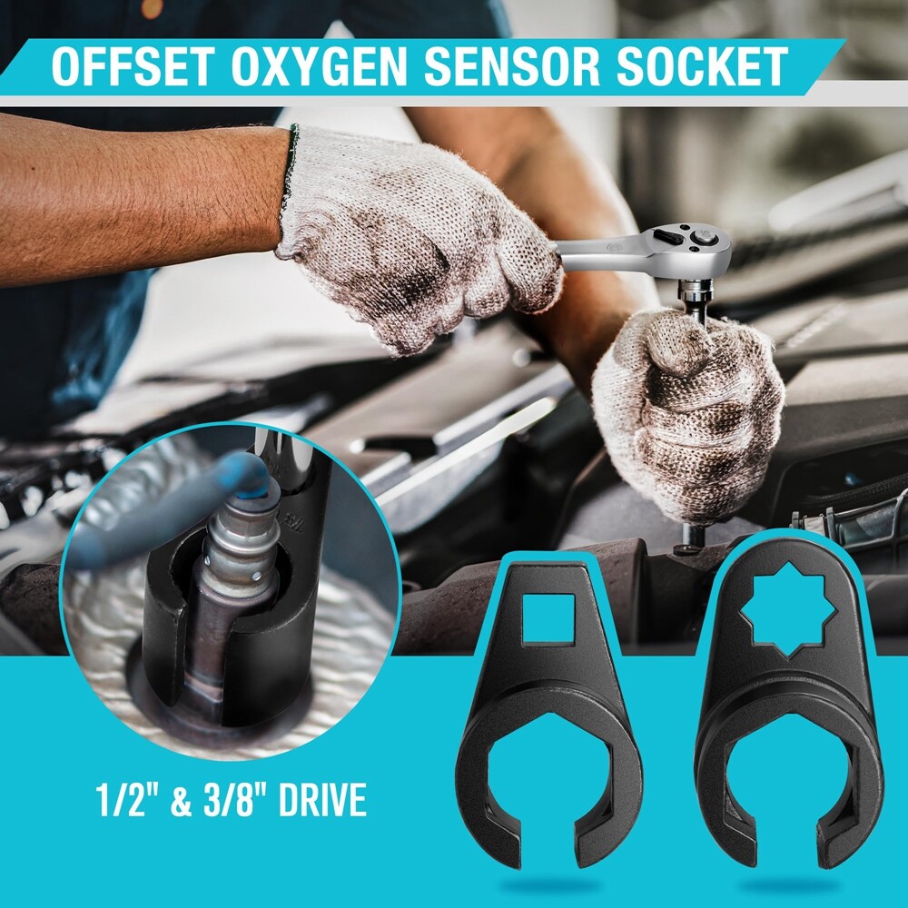 DURATECH O2 Oxygen Sensor Socket Thread Chaser 3/8 1/2"x7/8" 22mm Wrench Remover