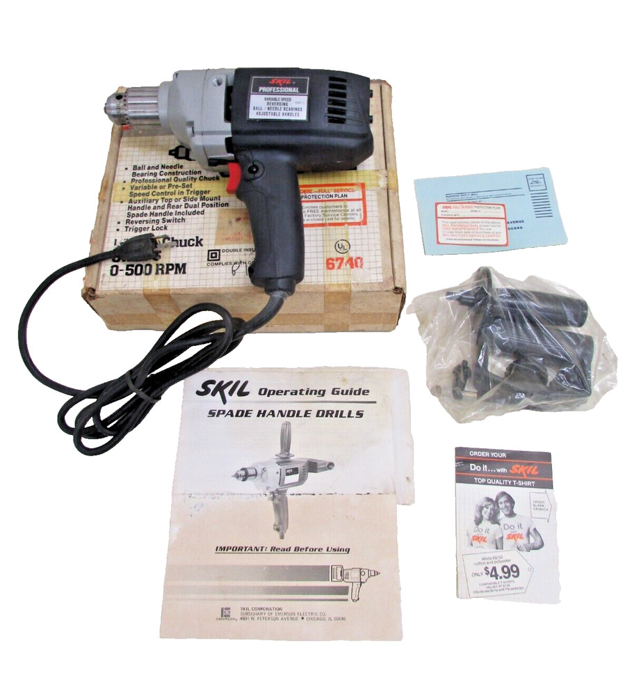 SKIL PROFESSIONAL 1/2” #6740 SPADE HANDLE REVERSIBLE SPEED CONTROL TRIGGER DRILL