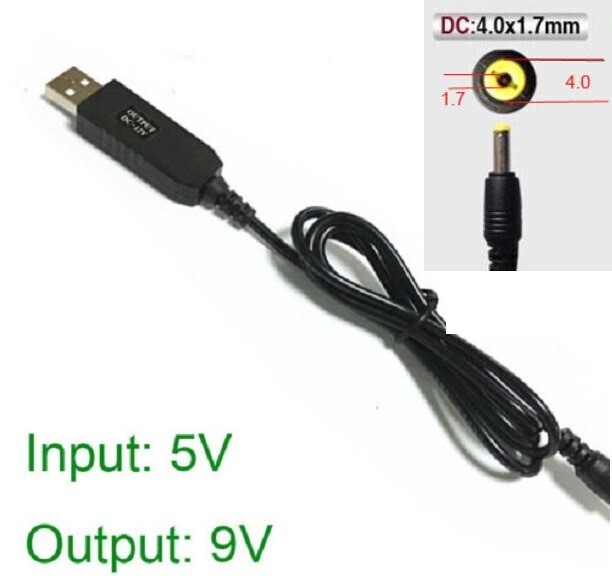 USB to DC Power 4.0x1.7mm Barrel 5-9V 3.3mm diameter Charging Cable Cord