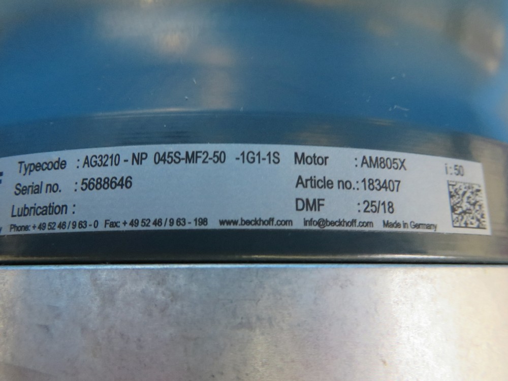 Beckhoff AG3210-NP-045S-MF2-50 Planetary Gearbox