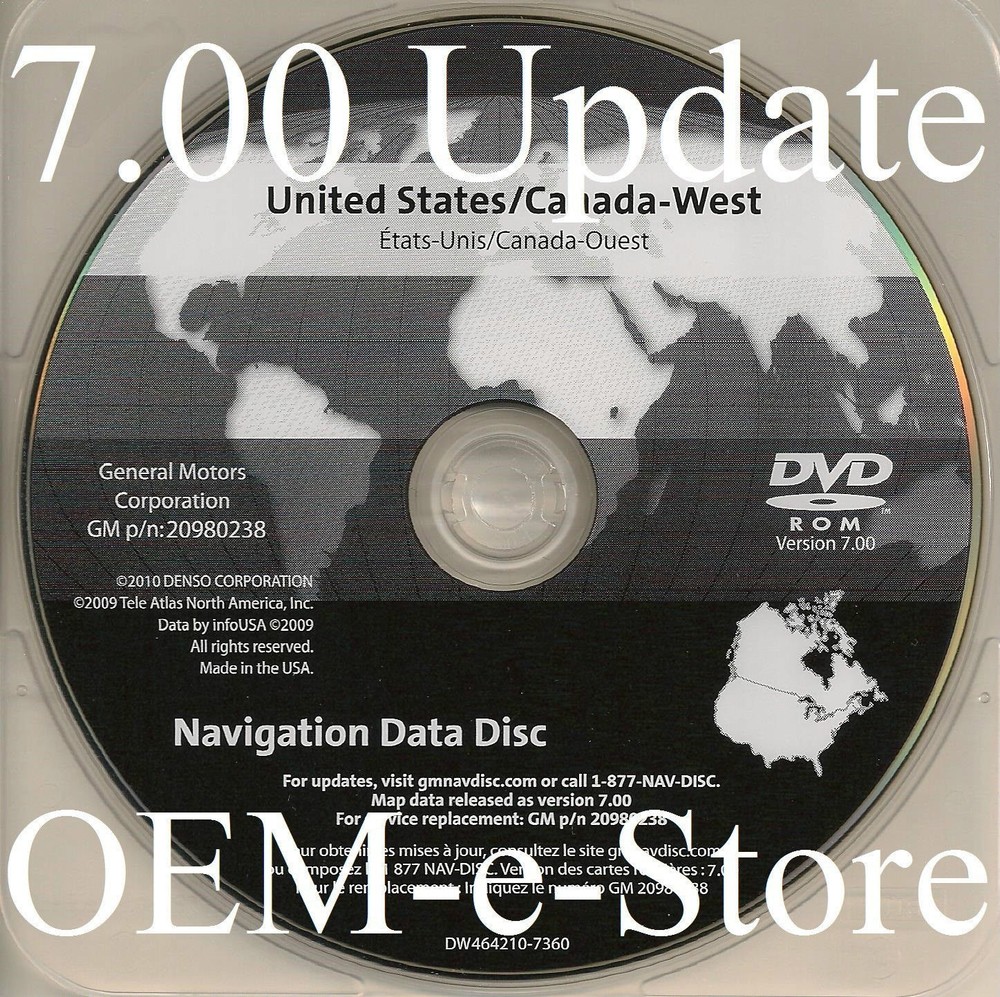 2005-2011 Cadillac STS STS-V Navigation DVD US Canada Map Version 7.00 WEST Disk
