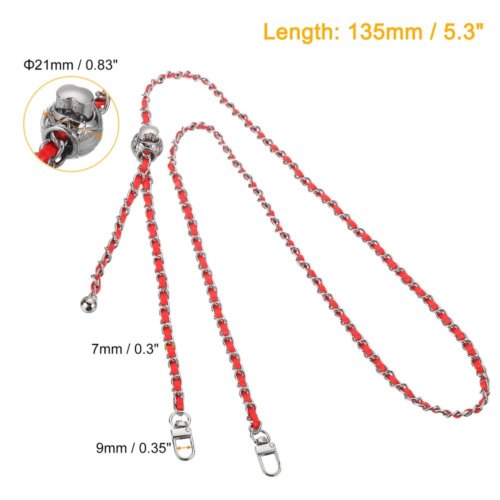 Purse Chain Strap, 53 Inch Adjustable Chains Strap Red/Silver