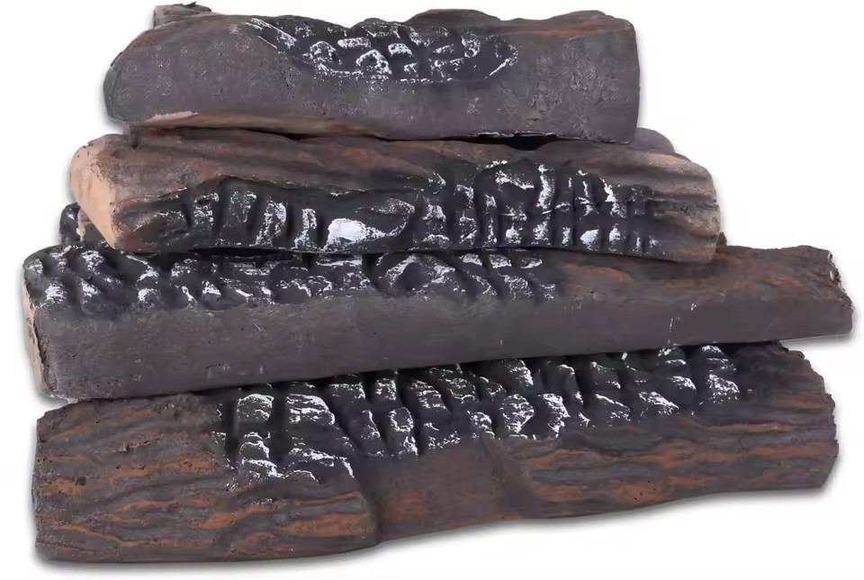 Ceramic Gas Logs for Fireplace Heat-Resistant, Realistic Stackable indoor 10pcs