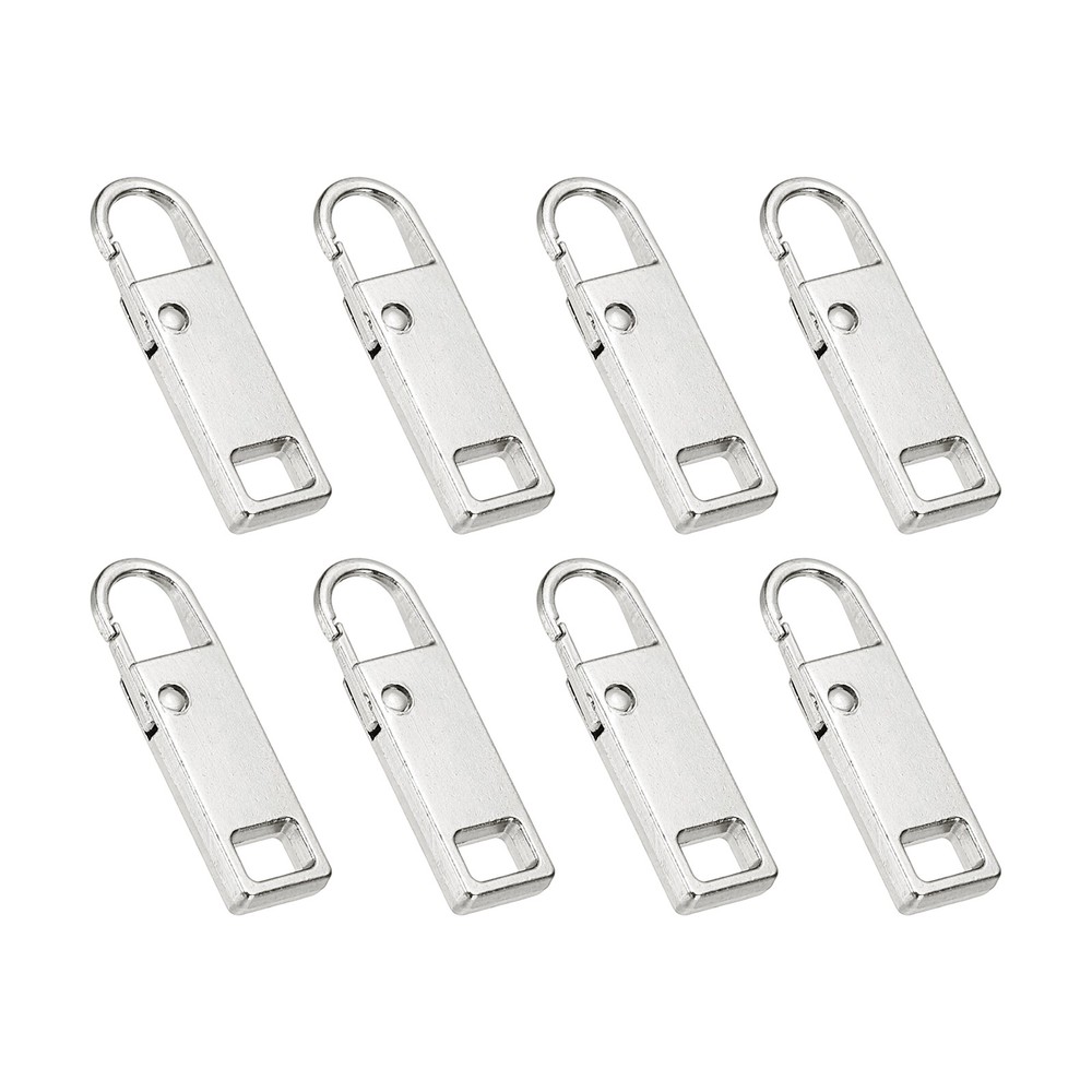 8pcs Zipper Pull, 1.42 in Zinc Alloy Zip Puller Zipper Replacement, Silver