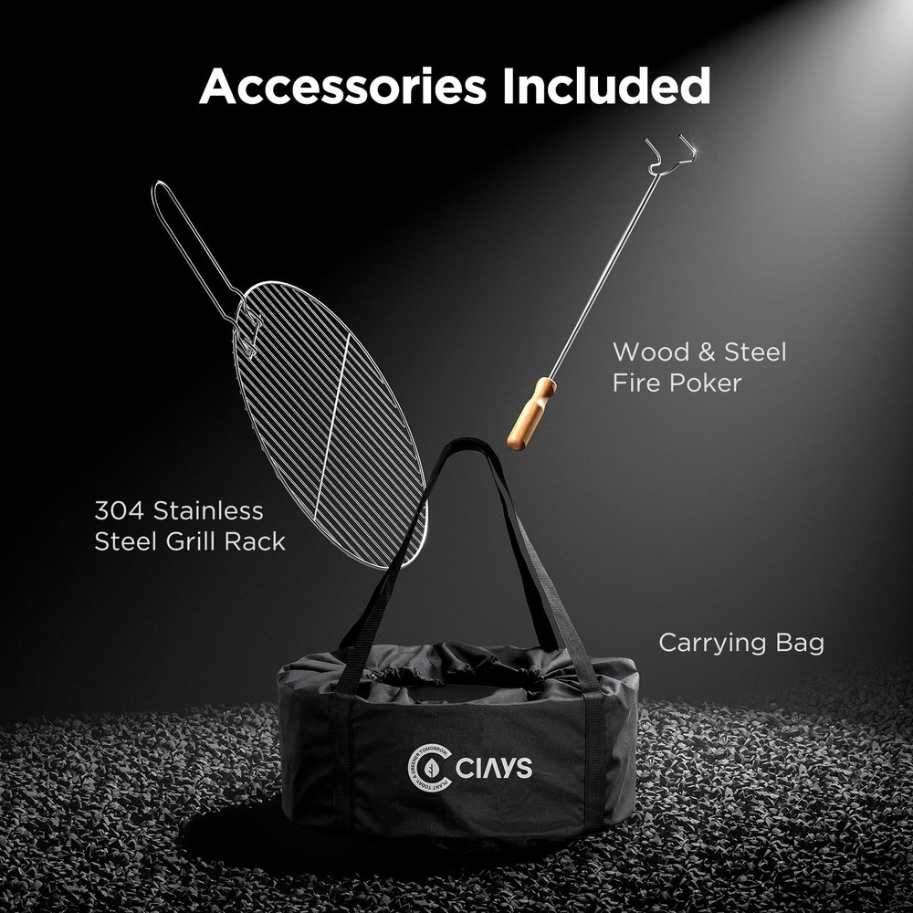 Smokeless Firepit, 21 Inch Fire Pit for Outside with Patented Technology, Lar...