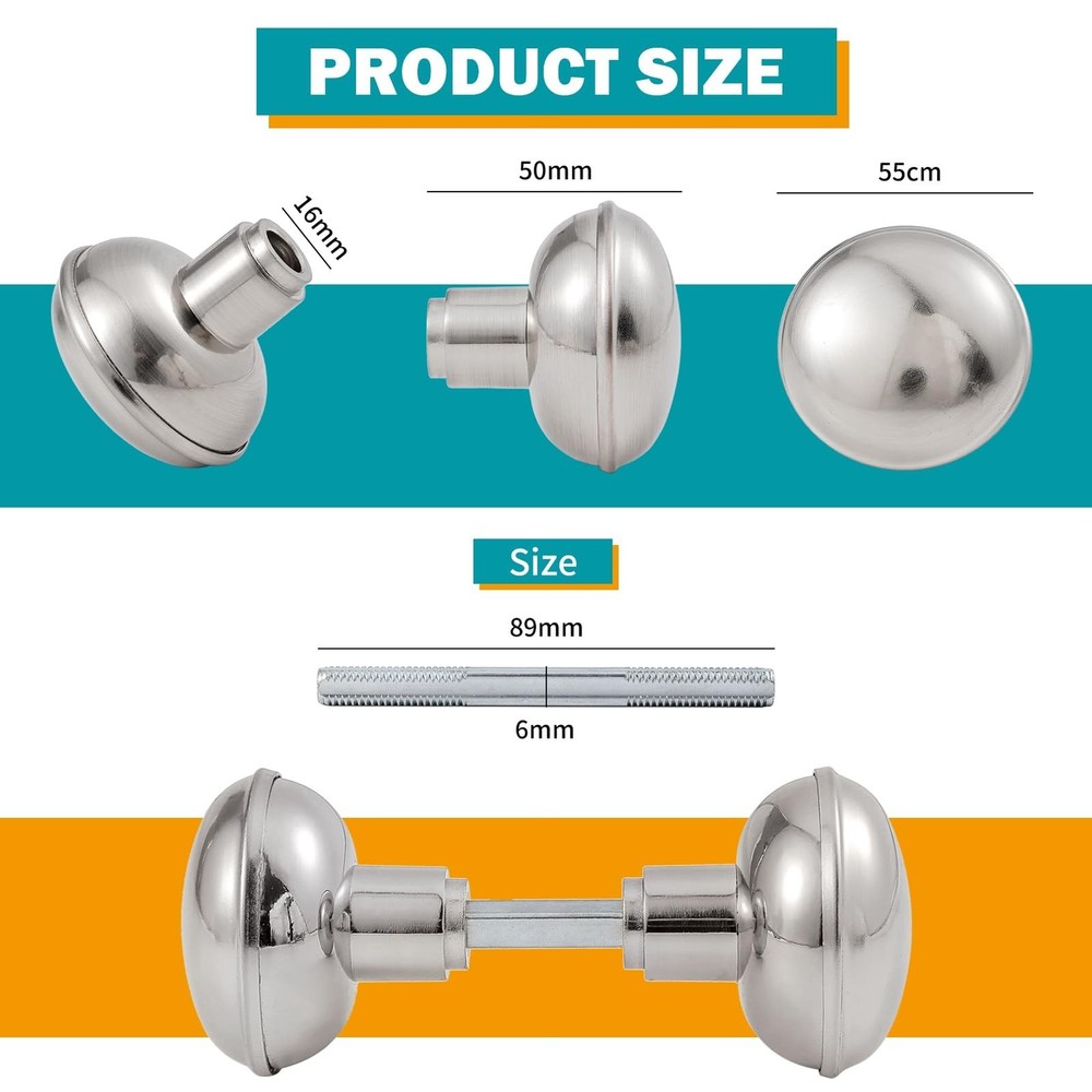 2 Pack Brushed Nickel Door Knob Set with Spindle, Old Style Door Knobs Replac...