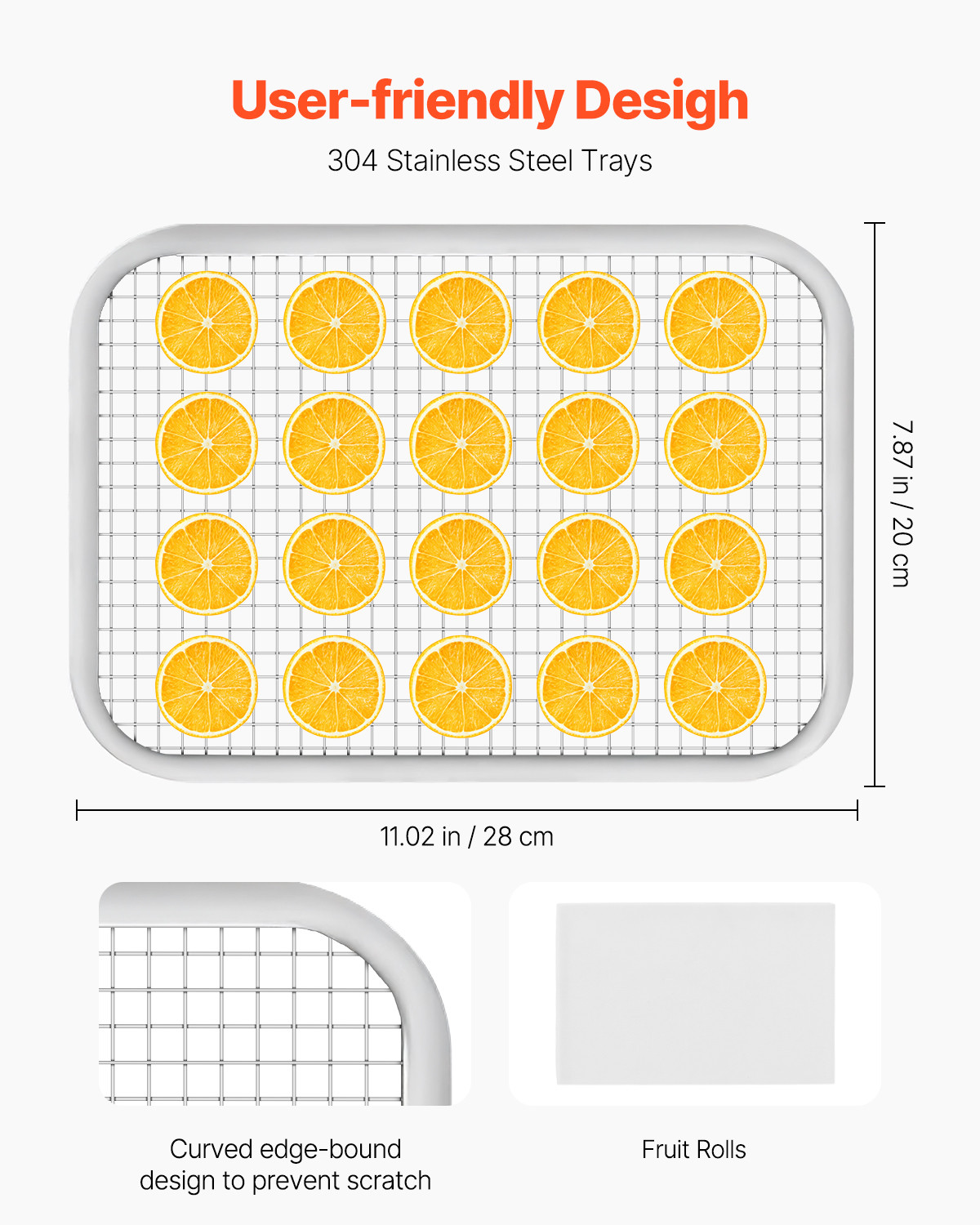 VEVOR 6 Trays Food Dehydrator Machine Stainless Steel 400W Jerky Fruit Drying