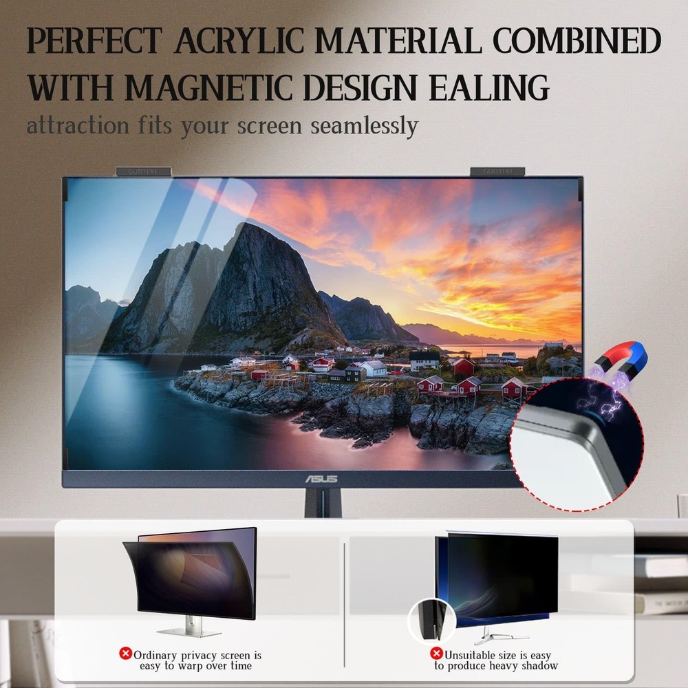 Magnetic Computer Privacy Screen 24 inch, Hanging Privacy Screen for Computer...