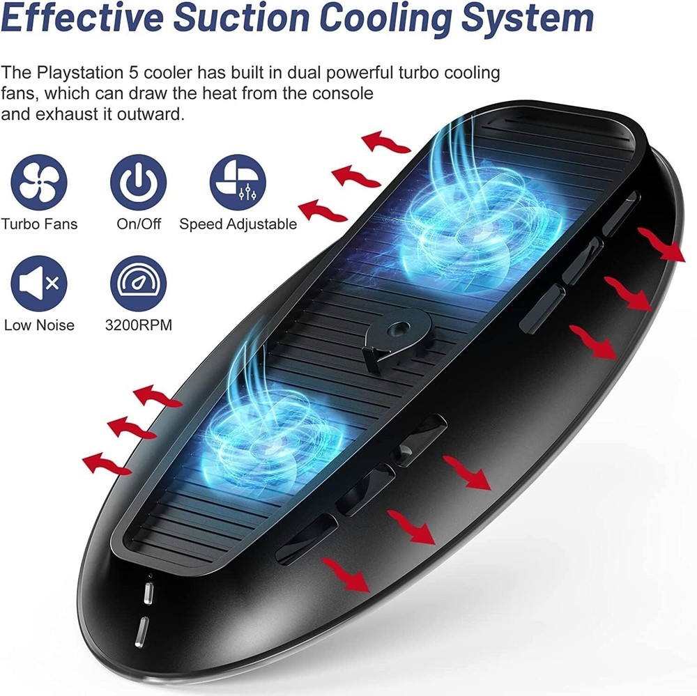 BESAVIOR RGB Cooling Fan Base for PlayStation5 & PS5 SLIM Console-Button control