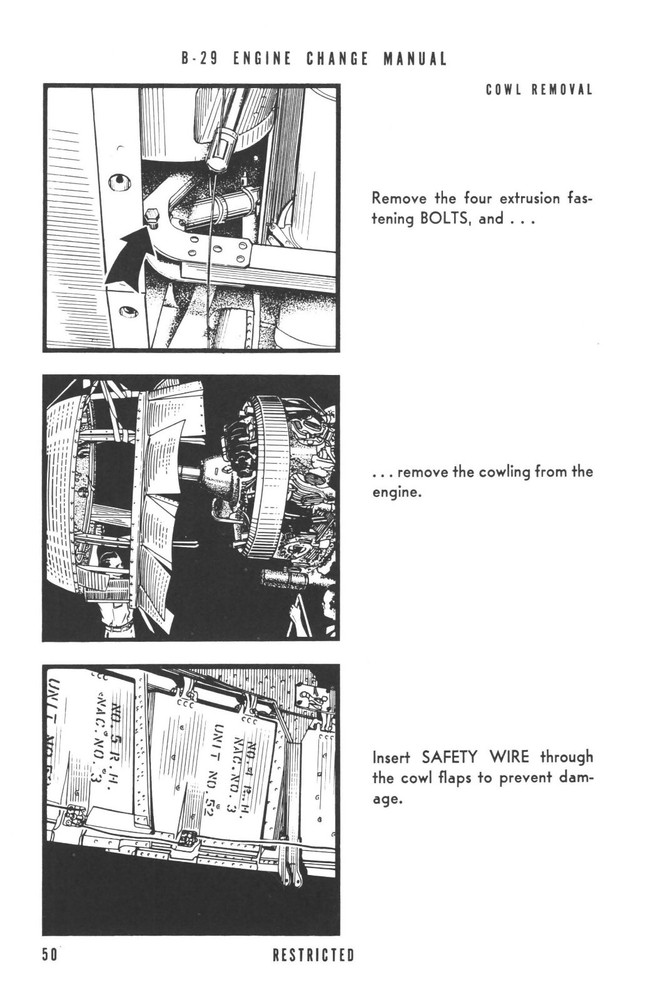 REPRINT WWII B-29 BOEING ENGINE CHANGE MANUAL