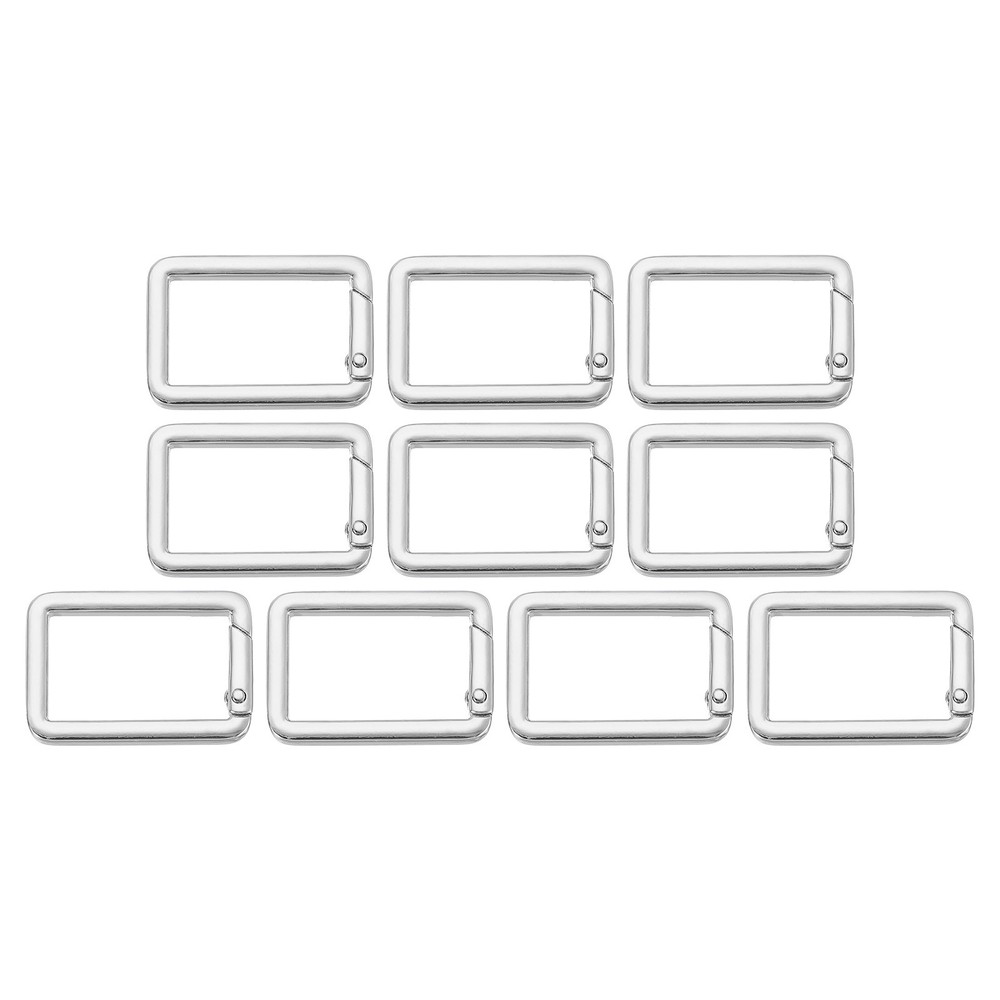10 Pcs 40mm Square Shaped Spring Snap Keychain Clip for Purses Silver