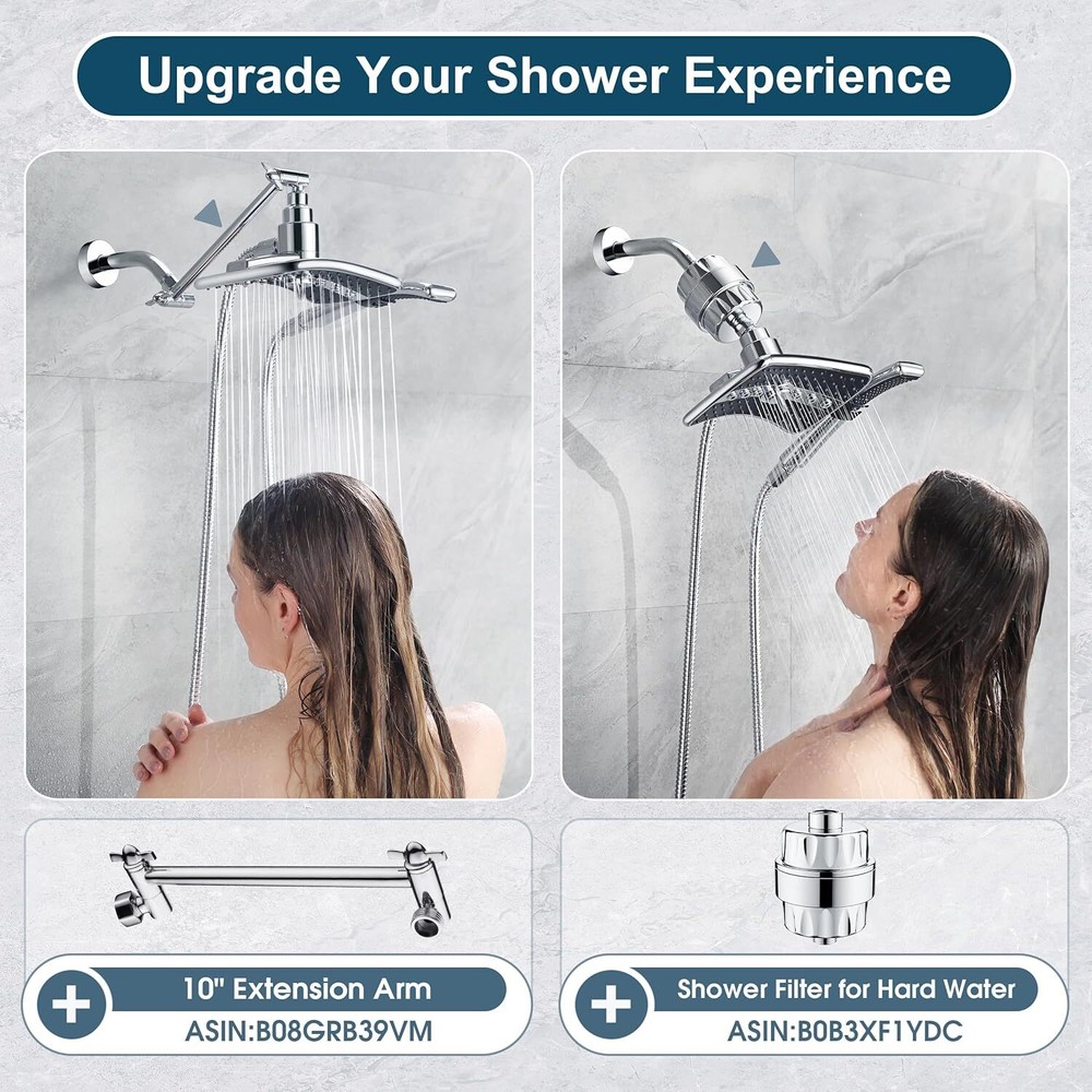 Dual Showerhead Combo Set, Handheld Showerhead Rainfall Showerhead Combo