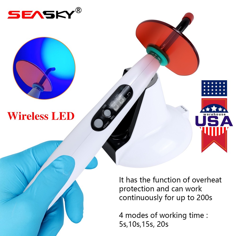 Dental Wireless LED.B Curing Light Lamp Cordless Adjustable Working Time USA
