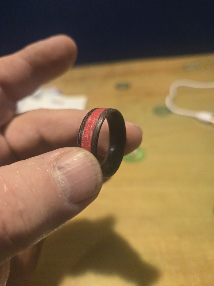 HANDMADE WENDGE WOOD RING SIZE 13.5