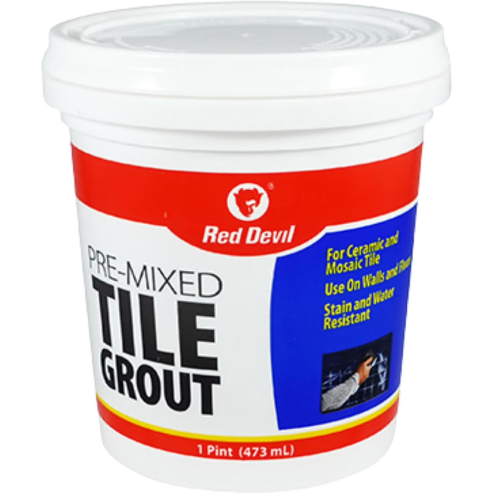 Red Devil Pre-Mixed White Tile Grout, 1 Quart Tub