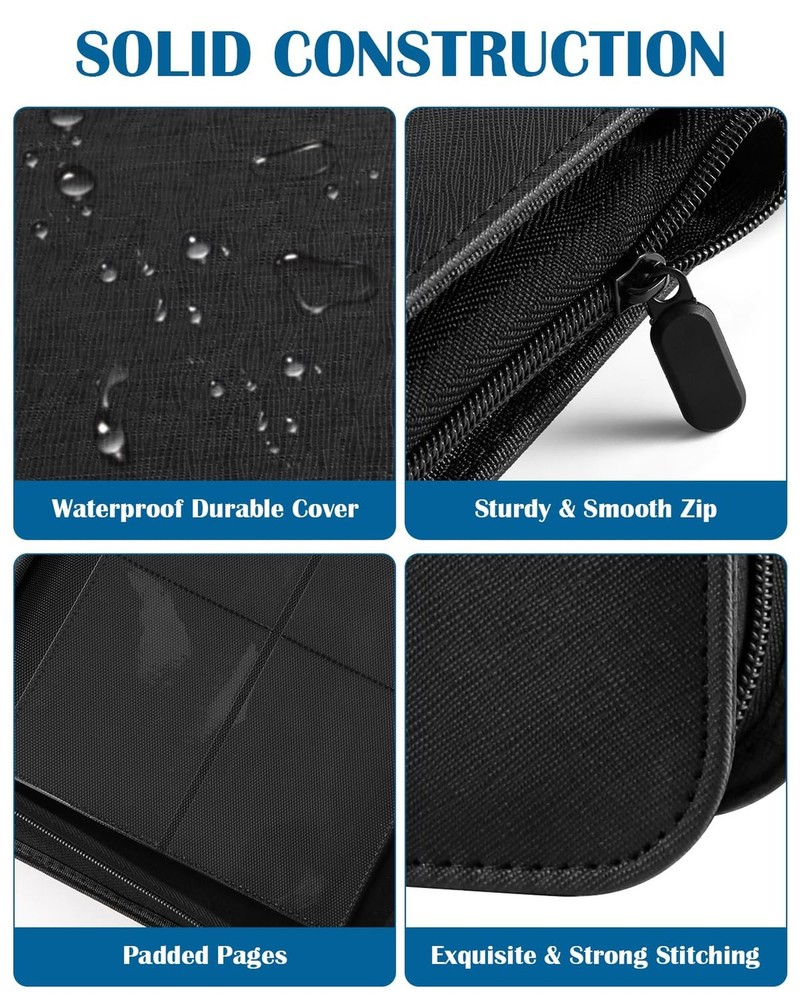 Top Loader Binder 4 Pocket for 144 Toploaders, Side Loading Toploader Binder ...