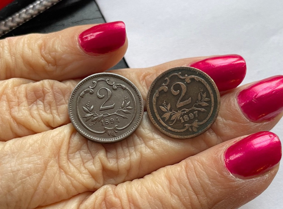 1897 and 1894 2 HELLER COINS - Two REALLY NICE COINS