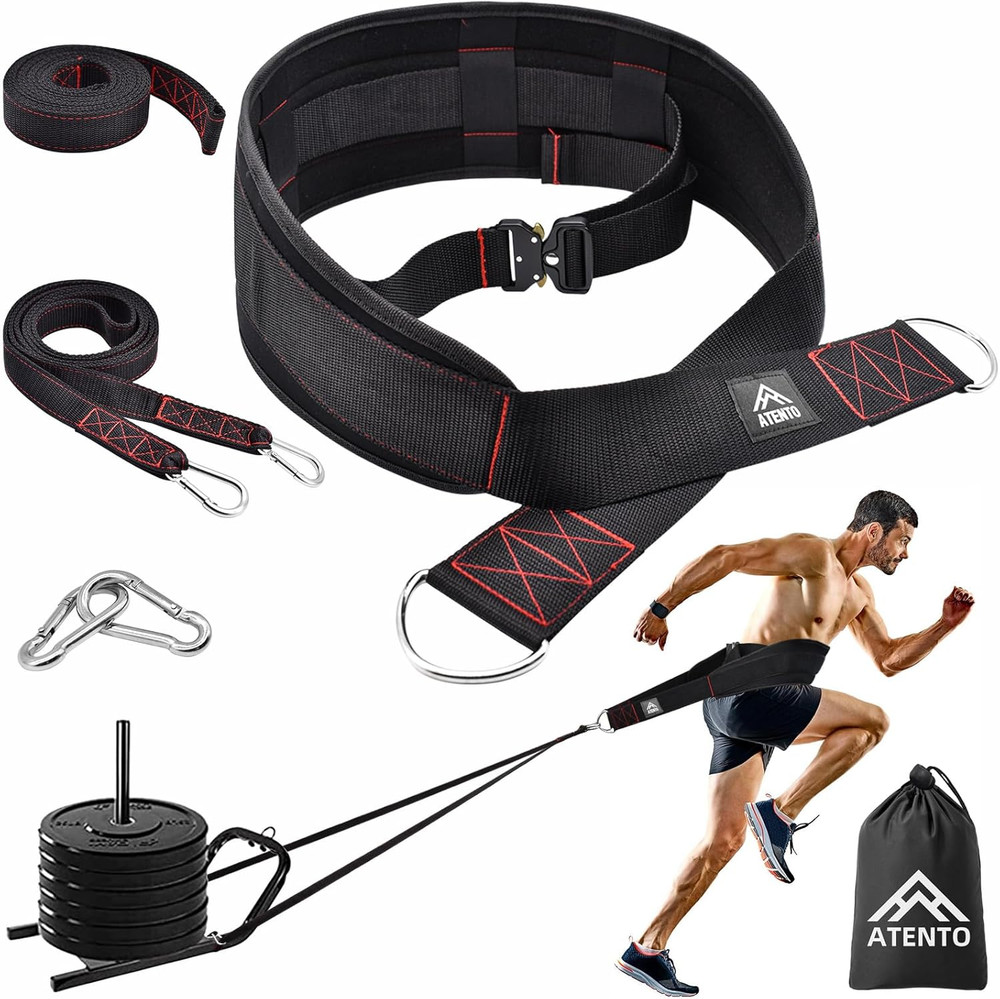 Adjustable Sled Pulling Belt for Strength Training with Straps and Hooks