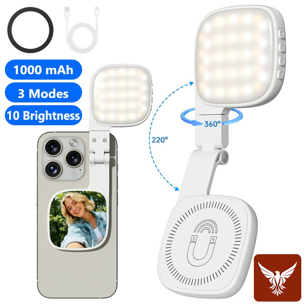 1/2PCS Magnetic Selfie Light with Mirror 360° Rotatable Foldable fr Makeup Video