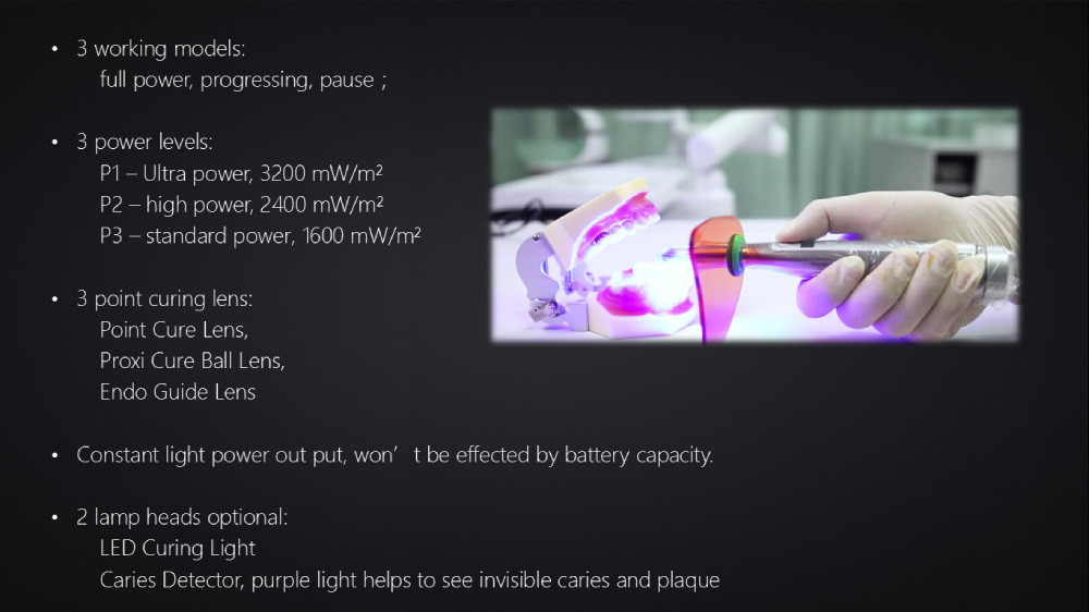 Dental Wireless LED Curing Light 1 Second Curing 3200mW/cm² with 4 Powerful LEDs