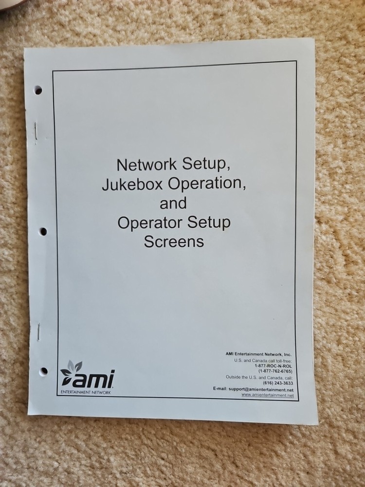 AMI Network Setup Jukebox Operation Operator Setup Service Manual Arcade