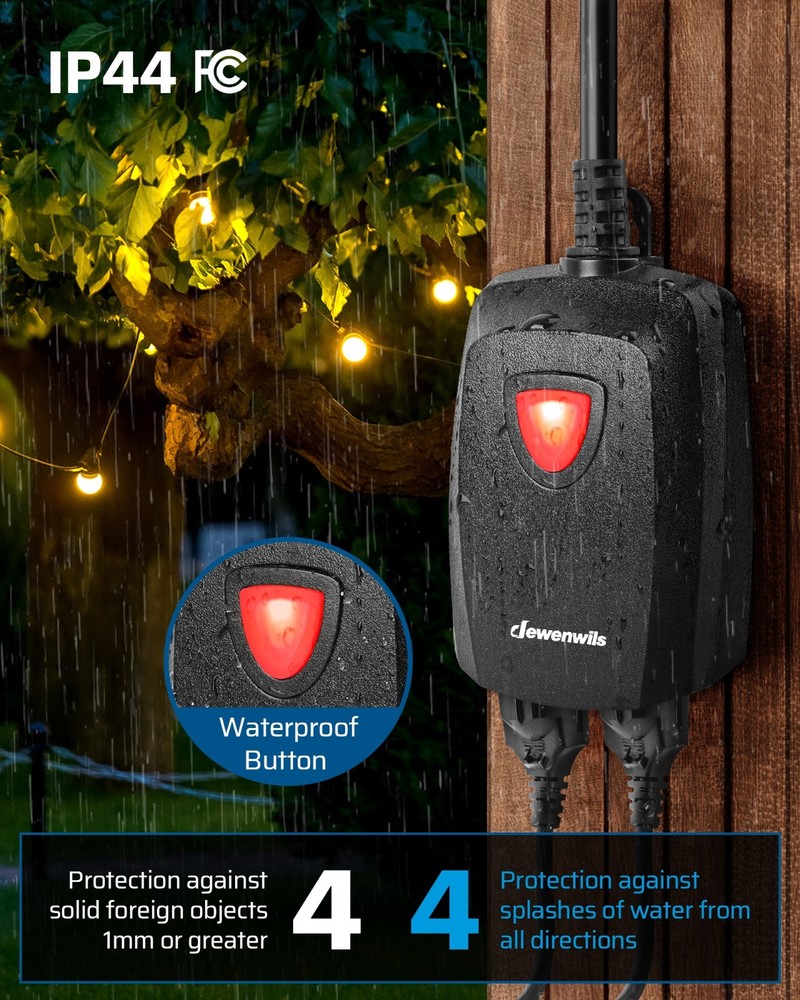 DEWENWILS Outdoor Dimmer for String Lights, 125V, 100FT Remote Control Range,