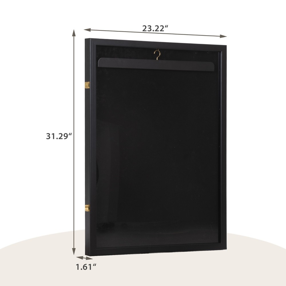 2PCS Jersey Display Case Frame Shadow Rack Box Exquisite Lockable Hanger Wood