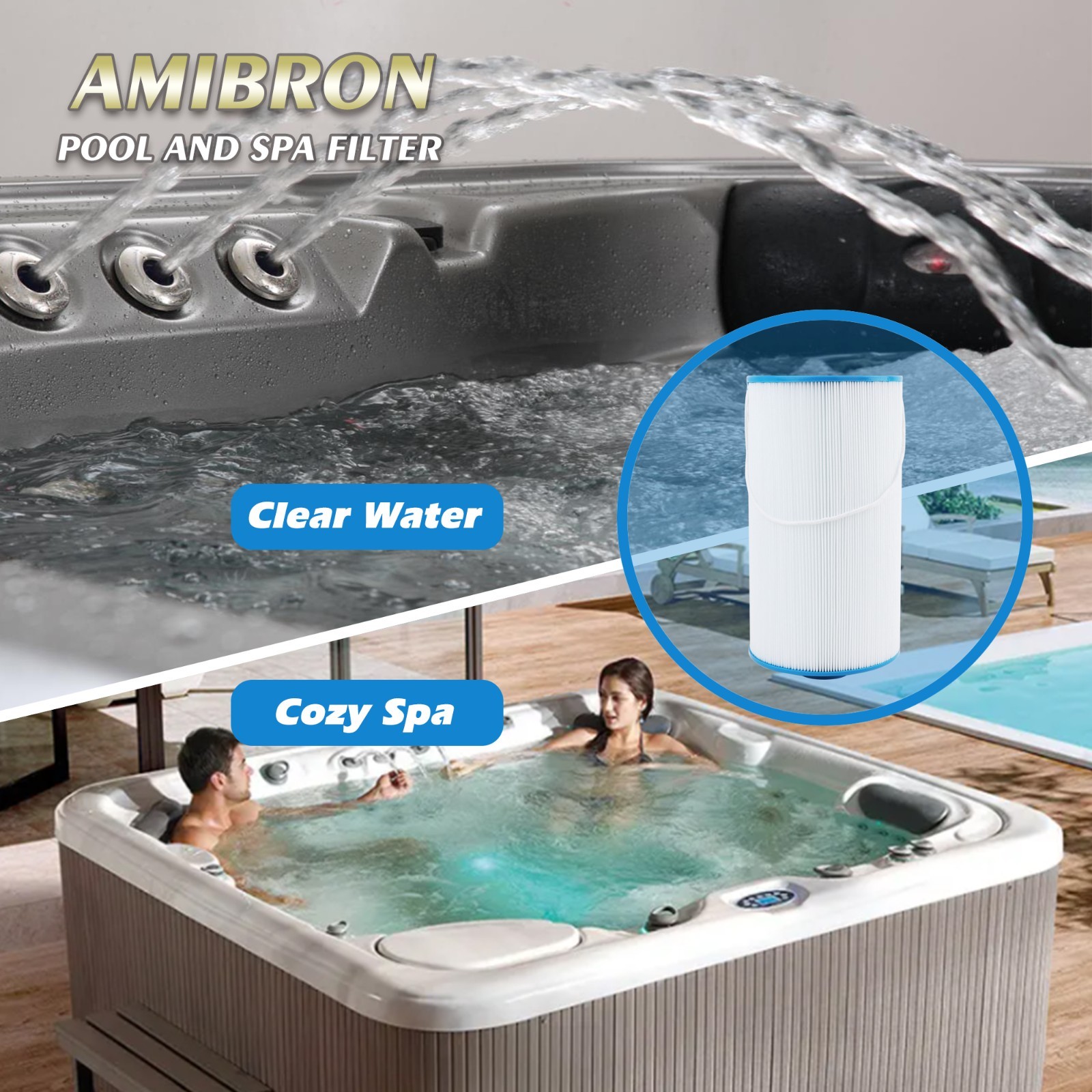 AMIBRON 303279 Hot Tub Filter Replaces Filbur FC-2402, 5CH-37, PFF42TC-P4