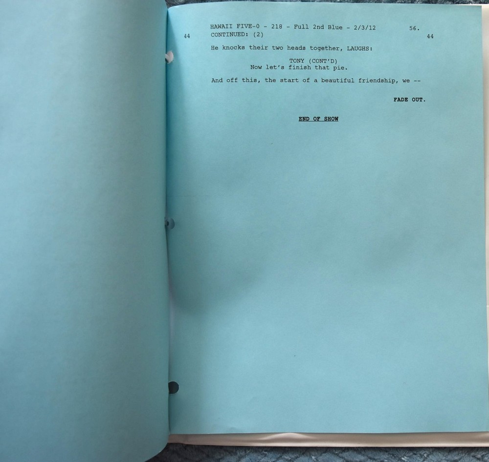 2012 Hawaii Five-O "Lekio" Original Script + Shooting Schedule